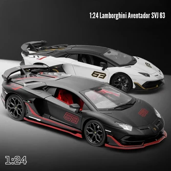 1:24 Lamborghinis Aventador SVJ63 Сплав Модельный Автомобиль Игрушечный Литья Под давлением Металлический Звук и свет Автомобильные Игрушки Для Детского Автомобиля