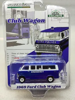 1: 64 1969 Ford Club Wagon Хлеб полицейская машина, отлитая под давлением модель автомобиля из металлического сплава, игрушки для коллекции подарков