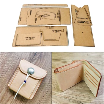1 комплект DIY Ручной работы Модный Ретро кошелек, Кожаная сумка для шитья, Твердый Трафарет из крафт-бумаги, шаблон для шитья 9*11,5 см