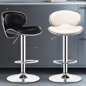 1 пара барных стульев с бабочкой и спинкой, современные барные стулья с регулировкой высоты, Вращающийся кухонный барный стул из искусственной кожи