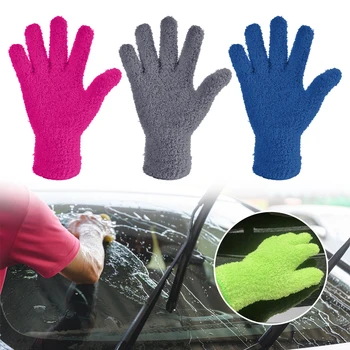 1 пара перчаток для мойки автомобилей, перчатки для удаления пыли с автоматической детализации, Коралловые бархатные трикотажные перчатки для стирки из сверхмягкой микрофибры