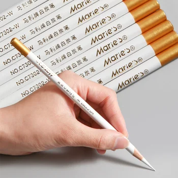 1 шт Белая угольная ручка для рисования эскизным карандашом Кисть для рисования карандашом для выделения эскизов Мягкая угольная ручка средней твердости Художественные принадлежности