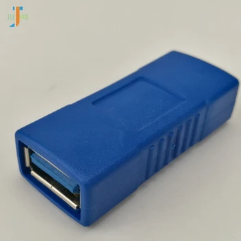 100 шт./лот, синий USB 3.0 для передачи данных от женщины к женщине, удлинитель USB-адаптера, двойной разъем 