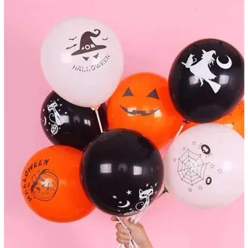 100шт 2021 Счастливого Хэллоуина, 12-дюймовые Буквы алфавита, Латексный воздушный шар, Оранжевые Черные точки, Латексный воздушный шар, Украшение для вечеринки на Хэллоуин