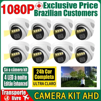 1080P 8CH CCTV AHD Комплект Купольной Камеры 24H Полноцветного Ночного Видения 2MP Крытый HD Светодиодный Светящийся Домашний Видеомонитор Комплект Системы Безопасности