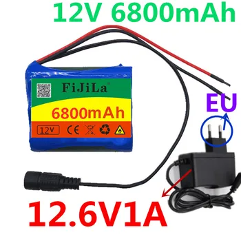 12V 6800 mAh 18650 Литий-Ионный Аккумулятор для Камеры видеонаблюдения 3A Батареи l12.6 V EU US Зарядное Устройство