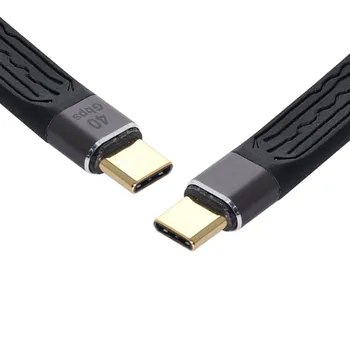 13 см Type-C USB-C от мужчины к мужчине USB4 40 Гбит/с Плоский тонкий гибкий кабель для передачи данных 100 Вт 8K для ноутбука и телефона