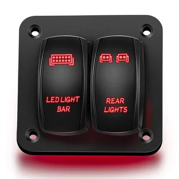 2-бандажный кулисный переключатель панели освещения, переключатель автоматического выключателя, светодиодный переключатель для автомобиля, авто грузовика, каравана, морского красного цвета