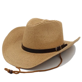 2 размера для родителей и детей, мужские, женские, детские ковбойские шляпы из цельной соломы в западном стиле, солнцезащитные шляпы с широкими полями, летние кепки, сомбреро для путешествий, пляж на открытом воздухе