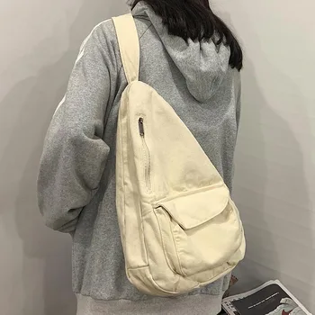 2022 Женская сумка-мессенджер через плечо, холщовая сумка через плечо, новый тренд, модная женская сумка, однотонная высококачественная женская нагрудная сумка
