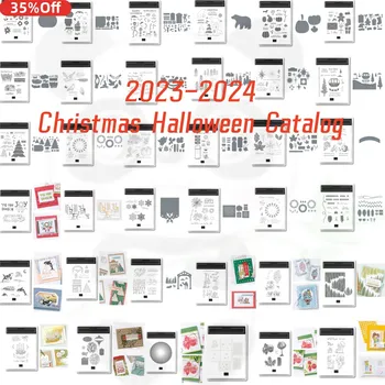 2023-2024 Каталог Рождества и Хэллоуина, Прозрачные штампы, Металлические штампы для скрапбукинга, Бумажные открытки, Форма ручной работы, Новое поступление