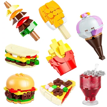2023 Городское Творчество Еда Напиток Мороженое Хлеб Бургер Модель Строительные Блоки Кирпичи Игрушки Для Подарка На День Рождения