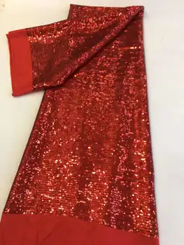 2023 Красное Свадебное Платье Модная Французская Сетчатая Ткань С Вышивкой Африканские Нигерийские Блестки Кружевная Ткань Для Свадебного Платья Party Dress