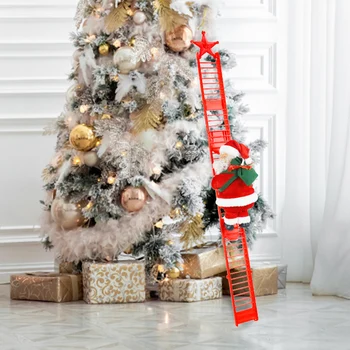 2023 Кукла Санта Клауса, взбирающаяся по лестнице с музыкой, Украшения для Рождественской елки, украшения для дома, Navidad, Новогодний Подарок для детей