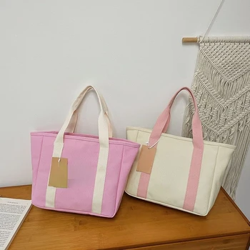 2023 Новая портативная сумка, женская сумка большой емкости, холщовая сумка для бенто, универсальная простая модная маленькая сумка, боковая сумка для дам