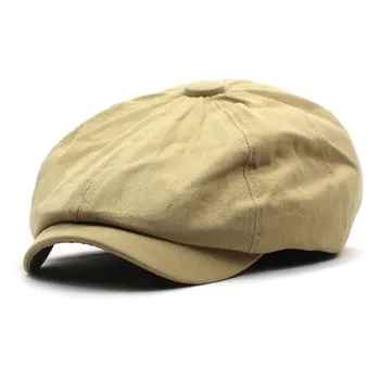 2023 Новая хлопчатобумажная шляпа для мужчин и женщин, берет, ретро-однотонная кепка, шляпа художника, Восьмиугольная шляпа, Новостная кепка