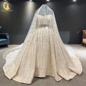 3105 По-настоящему роскошных свадебных платьев с открытыми плечами, длинными рукавами и пайетками, свадебных платьев robe de mariage, vestidos de novia