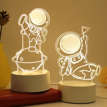 3D Акриловая светодиодная модель Космонавта, ночник, Декор для свадьбы, Дня рождения, вечеринки, Настольная лампа 