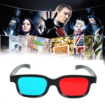 3D-очки в черной оправе, красные, синие, для домашнего кинотеатра, с эффектом погружения В трехмерный фильм с анаглифами, игра, DVD-видео, подарочные очки Rub