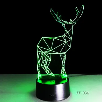 3D светодиодная настольная лампа в форме пятнистого оленя, USB ночник, 7 цветов, меняющий домашний декор для спальни, путешествия, детская подарочная игрушка AW-034