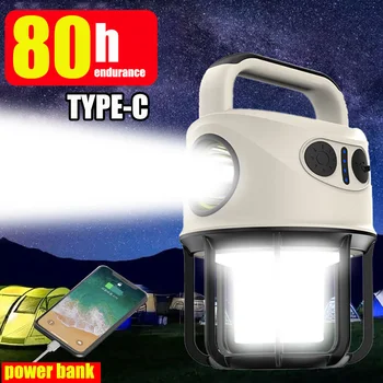 3В1 Модернизированный перезаряжаемый светодиодный фонарь TYPE-C для кемпинга, мощный фонарь с функцией Power Bank, портативный фонарик с длительной вспышкой, освещение