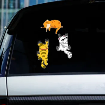 3шт творческих кошек стикер DIY смешные восхождения спящих кошек красочные наклейки для окна автомобиля стайлинг кузова двери наклейки украшения