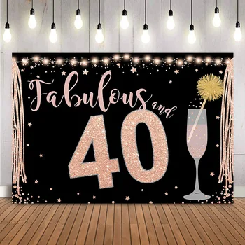 40 и сказочный фон для Дня рождения, Шампанское, женщины, фон для фото, блестящий свет, украшение для вечеринки по случаю дня рождения, баннер, виниловые девушки
