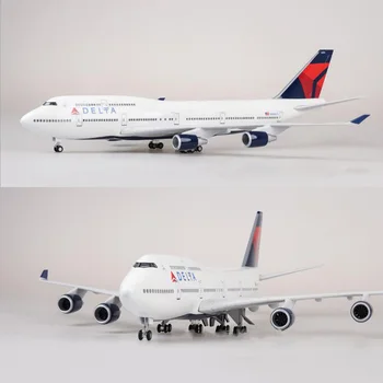 47-сантиметровый самолет 747 B747 в масштабе 1/150, модель авиакомпании DELTA Airline с легким самолетом и колесами, отлитыми под давлением из смолы для коллекции
