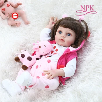 48 см популярная мягкая силиконовая кукла bebe для всего тела reborn baby girl в платье с жирафом, Рождественский подарок новорожденному ребенку