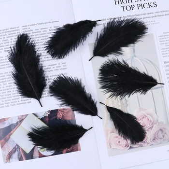 5-8 см натуральные маленькие страусиные перья 10 шт./пакет Белое черное декоративное перо для поделок из головных уборов 1920-х годов