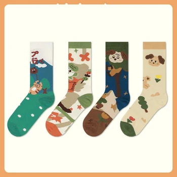 5 пар носков в стиле кемпинга в стиле ретро с милыми иллюстрациями маленькие носки-трубочки в виде красной книжки