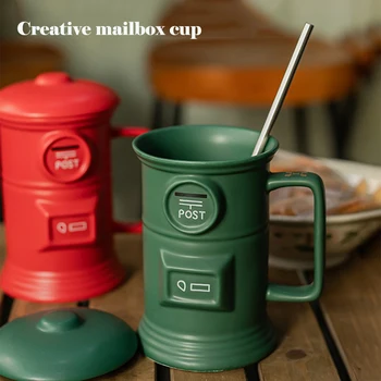500 мл Винтажная Керамическая Кофейная чашка, Креативная Кружка для почтового ящика с крышкой, Новая Забавная Пара, чашка для подарка, Керамическая посуда для питья