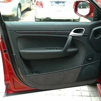 6 шт./компл. Наклеек из углеродного волокна для отделки передней и задней дверей Porsche Cayenne 2003-2010 Аксессуары для интерьера автомобиля
