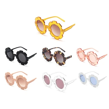 7 Пар солнцезащитных очков с круглым цветком для девочек, солнцезащитные очки с ромашкой, круглые милые очки для малышей, пляжные очки на открытом воздухе