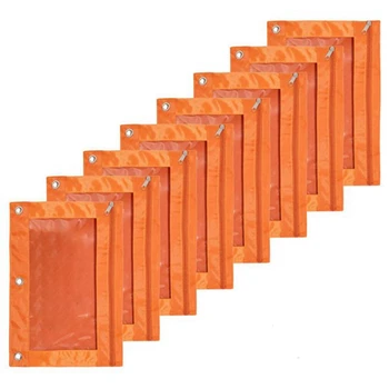 8ШТ Пенал большой емкости с тремя отверстиями, сумка для файлов, прочная сумка-переплет с прозрачным окошком Оранжевого цвета