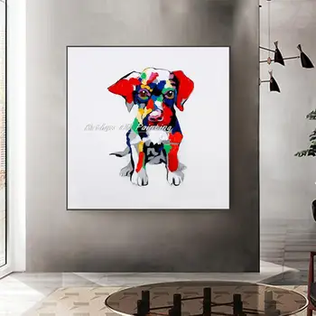 Arthyx, Ручная Роспись Абстрактной Красочной Мультяшной Собаки Маслом На Холсте, Современные Настенные Художественные Картины Для Домашнего Декора Детской Комнаты