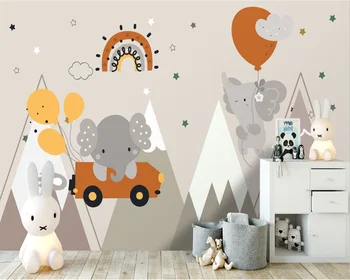 Beibehang papel de parede Современные минималистичные обои ручной росписи слоновой горы в скандинавском стиле для детской комнаты