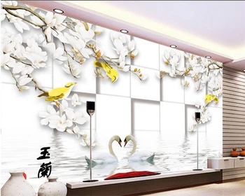 Beibehang Большая настенная роспись обои на заказ 3 d белая магнолия фотообои гостиная спальня телевизор фреска обои фреска