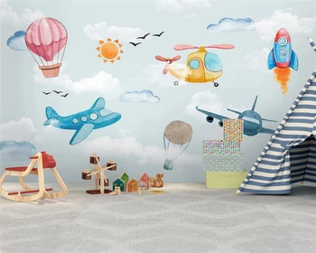beibehang Изготовленные на заказ обои для детской комнаты из папье-маше в скандинавском современном минималистичном стиле с воздушным шаром на воздушном шаре