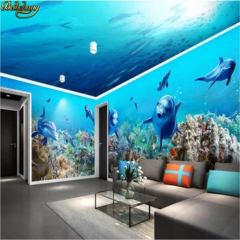 beibehang Пользовательские фантастические обои с дельфинами из подводного мира для гостиной на тему Space House photo 3D обои для стен 3 d