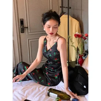 Bella Philosophy 2021 Сексуальное платье с V-образным вырезом и цветочным ремешком, Шифоновое элегантное винтажное платье без рукавов, Женское офисное платье в Корейском стиле