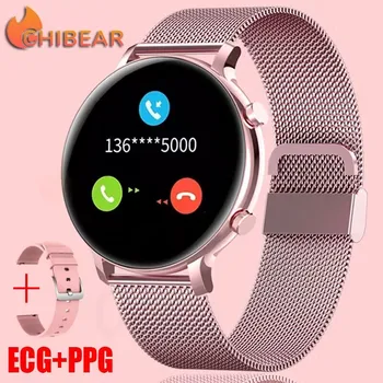 Bluetooth Вызов Женские Смарт-Часы С Пользовательским Циферблатом Модный Браслет Спортивный Фитнес-Трекер ECG + PPG Smartwatch Reloj Inteligente Mujer