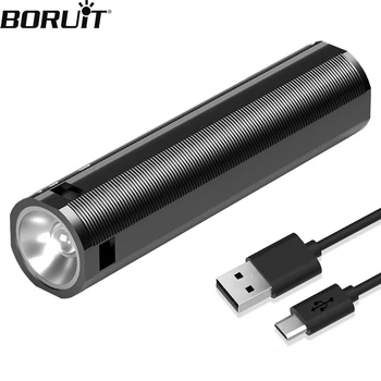 BORUiT ABS 800LM Мини светодиодный фонарик USB Перезаряжаемый аккумуляторный фонарь IPX4 Водонепроницаемый фонарь для кемпинга и охоты