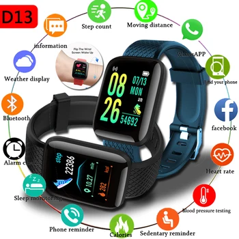 D13 Цифровой спортивный Смарт-браслет Bluetooth, Водонепроницаемый Трекер, Модные Умные часы, пульсометр, часы для измерения артериального давления для Android iOS