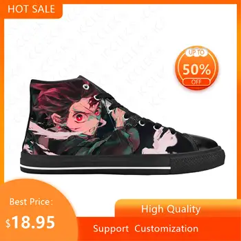 Demon Slayer Kimetsu No Yaiba Kamado Tanjiro Высокие кроссовки Мужские Женские Подростковые кроссовки Повседневная обувь для пары Обувь на заказ