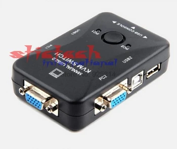dhl или EMS 20 штук Новый USB KVM переключатель Switcher 2 порта VGA SVGA Распределительная коробка USB 2.0 Мышь клавиатура 1920*1440