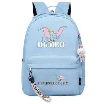 Disney Dumbo Kawaii Для мальчиков и девочек, детские сумки для школьных книг, женский рюкзак для подростков, холщовый рюкзак для ноутбука