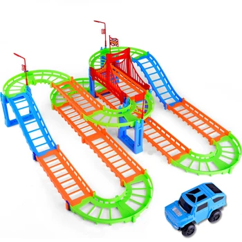 DIY 3D Разнообразие Электрический Трек Автомобиль Скорость Рельс Модель Поезда Красочные Гоночные Дороги Собрать Развивающие Игрушки Подарки Для Детей
