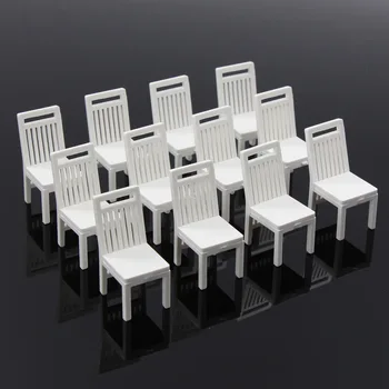 Evemodel ZY17025 12шт в масштабе 1:25 Белые стулья, диваны, Пластиковые сиденья, модель декораций