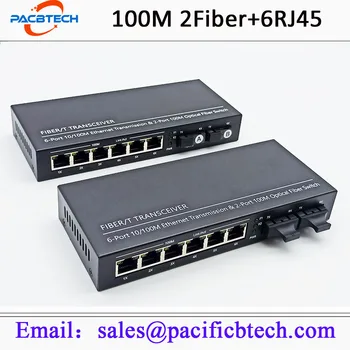 Fast Ethernet Оптоволоконный Коммутатор Медиаконвертер 2 Порта волокна 6RJ45 Оптоволоконный Порт Оптический Приемопередатчик 20 КМ SC Однорежимный 100 М